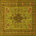 Square Animal Yellow Traditional Rug, tr2200yw