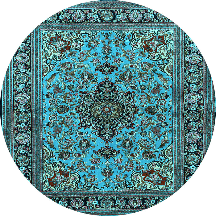 Round Animal Light Blue Traditional Rug, tr2200lblu