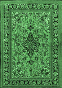 Animal Emerald Green Traditional Rug, tr2200emgrn