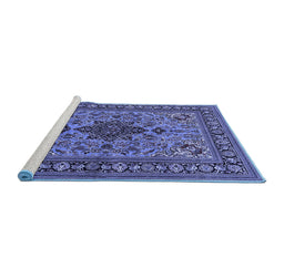 Sideview of Machine Washable Animal Blue Traditional Rug, wshtr2200blu