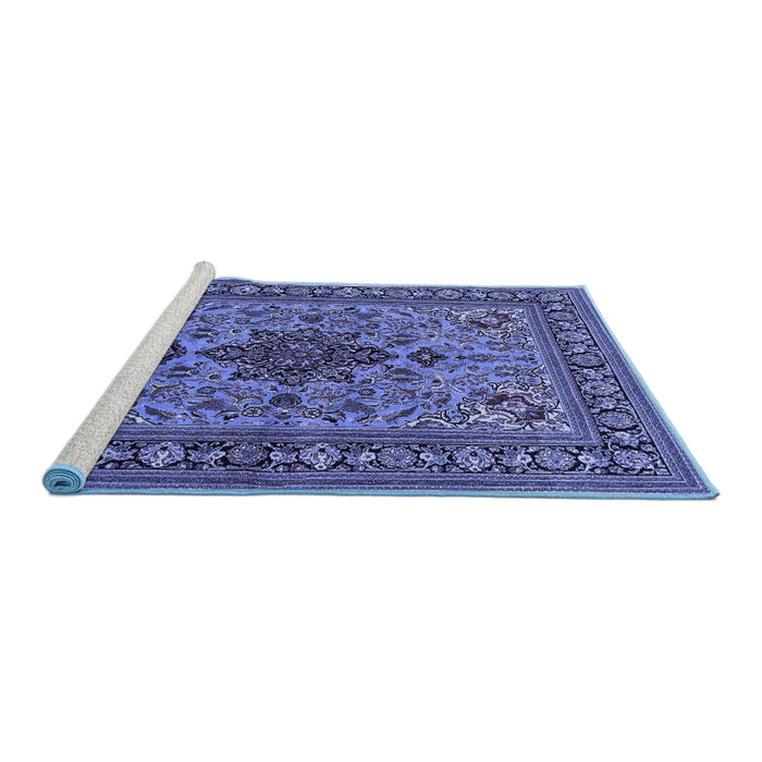 Sideview of Machine Washable Animal Blue Traditional Rug, wshtr2200blu