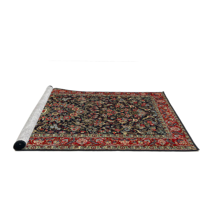 Sideview of Machine Washable Traditional Dark Almond Brown Rug, wshtr2201