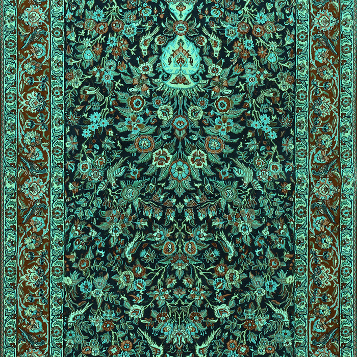Machine Washable Persian Turquoise Traditional Area Rugs, wshtr2201turq