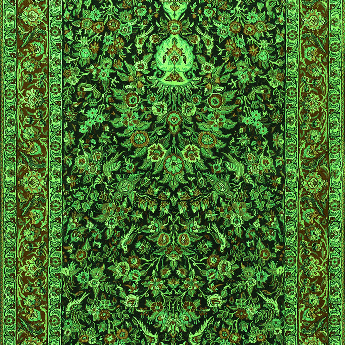 Serging Thickness of Machine Washable Persian Green Traditional Area Rugs, wshtr2201grn