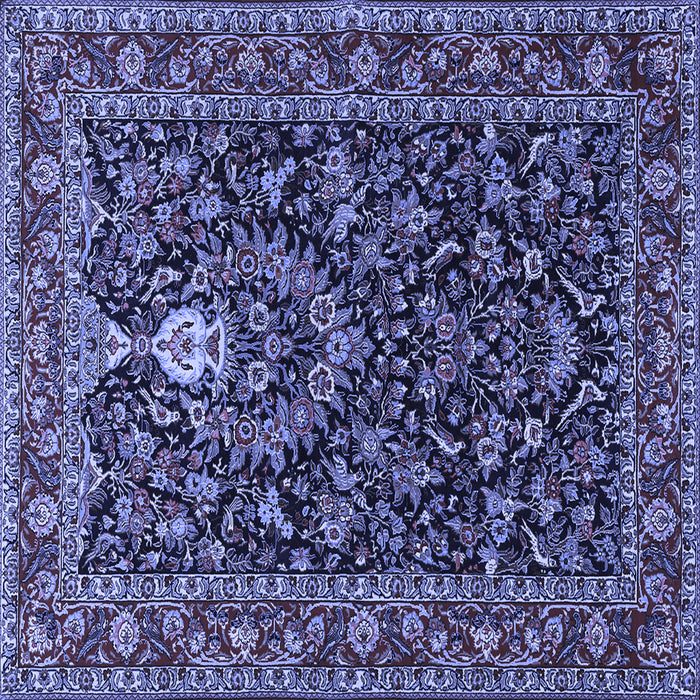 Square Machine Washable Persian Blue Traditional Rug, wshtr2201blu