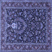 Square Machine Washable Persian Blue Traditional Rug, wshtr2201blu