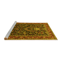 Sideview of Machine Washable Persian Yellow Traditional Rug, wshtr2201yw