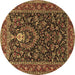 Round Persian Brown Traditional Rug, tr2201brn