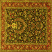 Square Machine Washable Persian Yellow Traditional Rug, wshtr2201yw