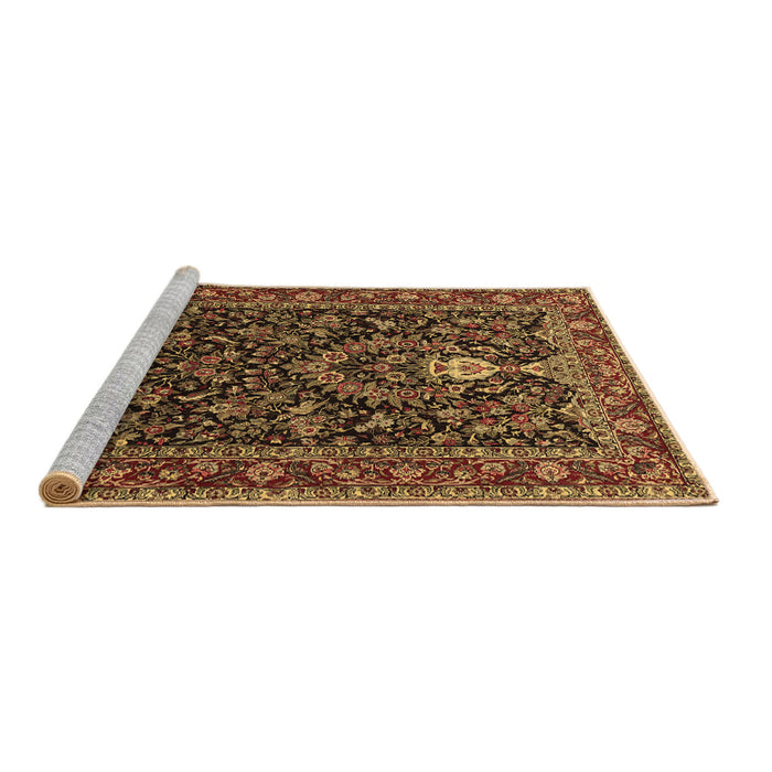 Sideview of Machine Washable Persian Brown Traditional Rug, wshtr2201brn