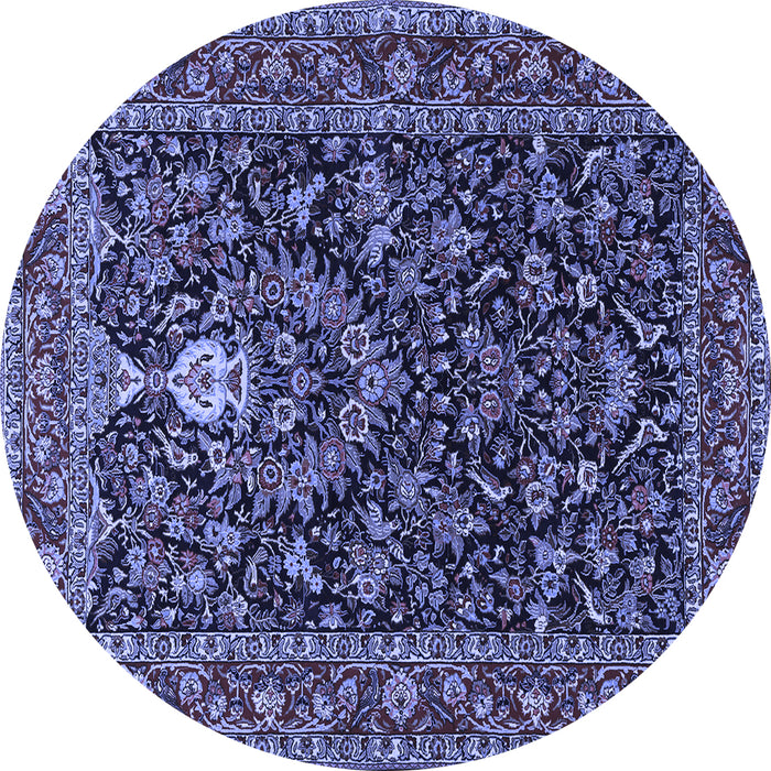 Round Machine Washable Persian Blue Traditional Rug, wshtr2201blu