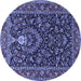 Round Machine Washable Persian Blue Traditional Rug, wshtr2201blu