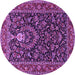 Round Machine Washable Persian Purple Traditional Area Rugs, wshtr2201pur