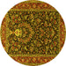 Round Persian Yellow Traditional Rug, tr2201yw
