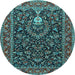 Round Persian Light Blue Traditional Rug, tr2201lblu