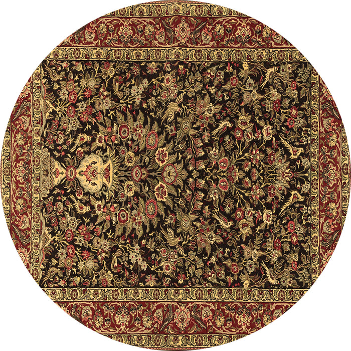 Round Machine Washable Persian Brown Traditional Rug, wshtr2201brn