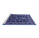 Sideview of Machine Washable Persian Blue Traditional Rug, wshtr2201blu