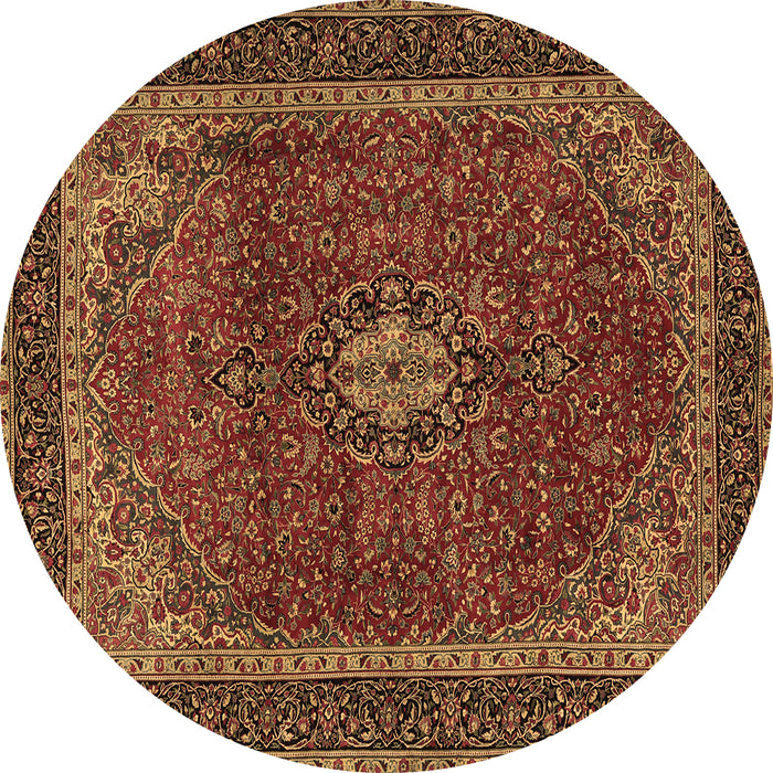 Round Medallion Brown Traditional Rug, tr2202brn
