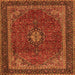 Serging Thickness of Medallion Orange Traditional Rug, tr2202org