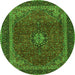 Square Medallion Green Traditional Rug, tr2202grn