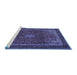 Sideview of Machine Washable Medallion Blue Traditional Rug, wshtr2202blu