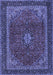 Machine Washable Medallion Blue Traditional Rug, wshtr2202blu