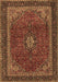 Machine Washable Medallion Brown Traditional Rug, wshtr2202brn