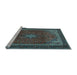 Sideview of Machine Washable Medallion Light Blue Traditional Rug, wshtr2202lblu