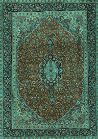 Medallion Turquoise Traditional Rug, tr2202turq