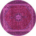 Round Medallion Pink Traditional Rug, tr2202pnk