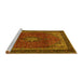 Sideview of Machine Washable Medallion Yellow Traditional Rug, wshtr2202yw