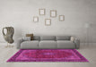 Machine Washable Medallion Pink Traditional Rug in a Living Room, wshtr2202pnk