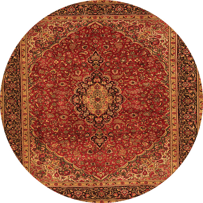Machine Washable Medallion Orange Traditional Area Rugs, wshtr2202org