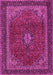 Machine Washable Medallion Pink Traditional Rug, wshtr2202pnk