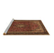 Sideview of Machine Washable Medallion Brown Traditional Rug, wshtr2202brn