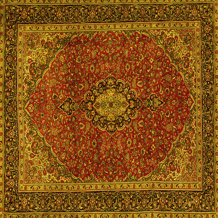 Square Medallion Yellow Traditional Rug, tr2202yw