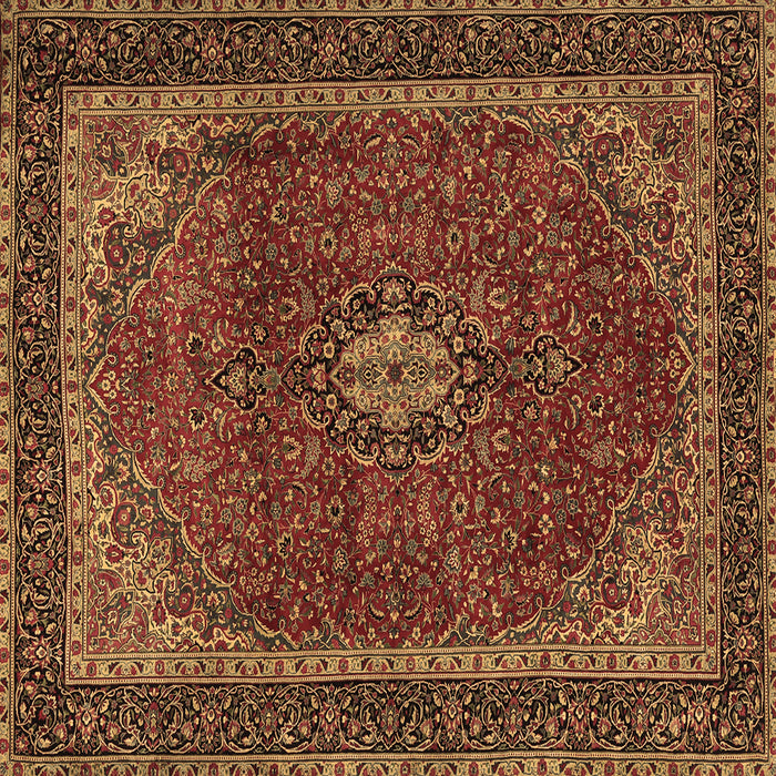 Square Medallion Brown Traditional Rug, tr2202brn