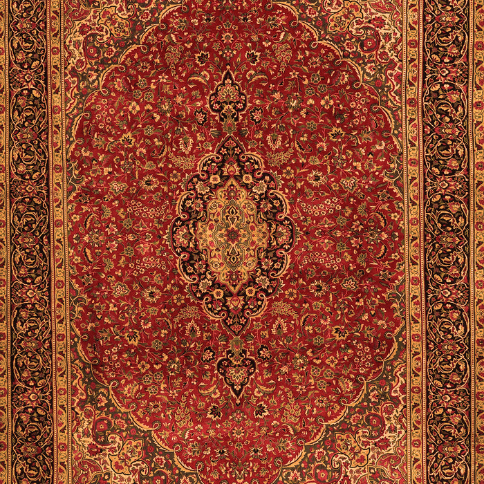 Serging Thickness of Machine Washable Medallion Orange Traditional Area Rugs, wshtr2202org