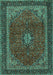 Machine Washable Medallion Turquoise Traditional Area Rugs, wshtr2202turq