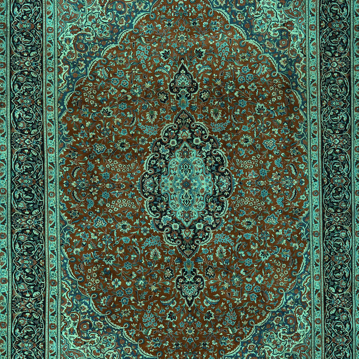 Machine Washable Medallion Turquoise Traditional Area Rugs, wshtr2202turq
