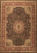 Machine Washable Medallion Brown Traditional Rug, wshtr2203brn