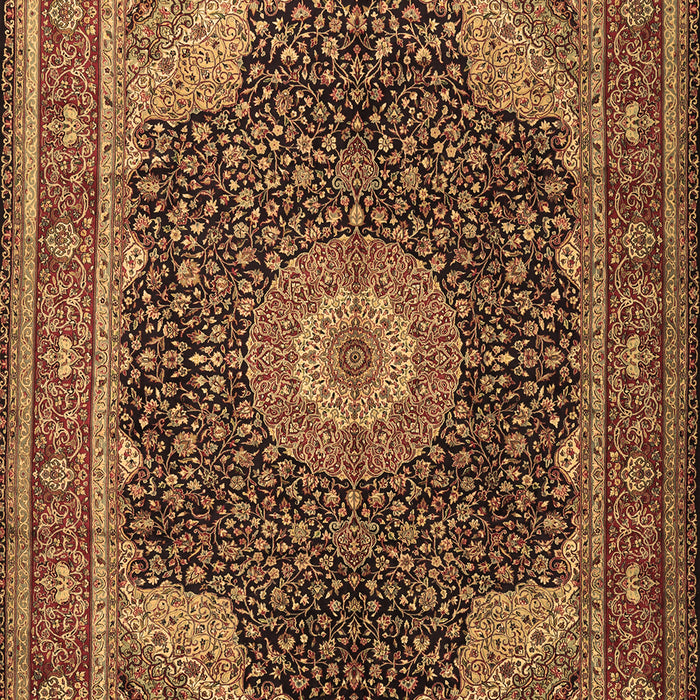 Machine Washable Medallion Brown Traditional Rug, wshtr2203brn