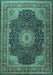 Machine Washable Medallion Turquoise Traditional Area Rugs, wshtr2203turq