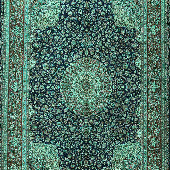 Machine Washable Medallion Turquoise Traditional Area Rugs, wshtr2203turq