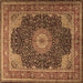 Square Medallion Brown Traditional Rug, tr2203brn