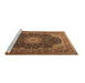 Sideview of Machine Washable Medallion Brown Traditional Rug, wshtr2203brn