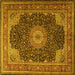 Square Medallion Yellow Traditional Rug, tr2203yw