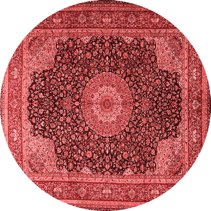 Machine Washable Medallion Red Traditional Rug, wshtr2203red