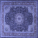 Square Medallion Blue Traditional Rug, tr2203blu