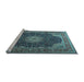 Sideview of Machine Washable Medallion Light Blue Traditional Rug, wshtr2203lblu